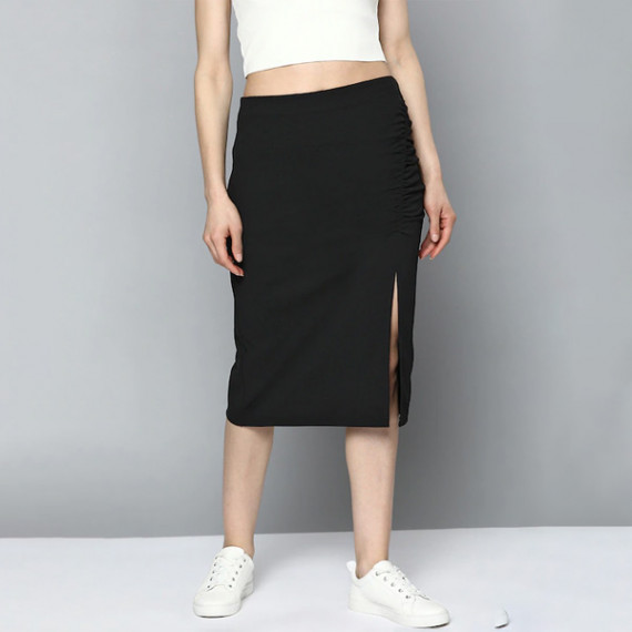 https://www.newfitz.com/products/women-black-pure-cotton-solid-ruched-straight-skirt