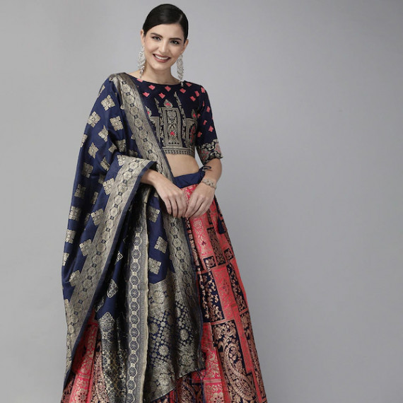 https://www.newfitz.com/products/pink-navy-blue-woven-design-semi-stitched-lehenga-unstitched-blouse-with-dupatta