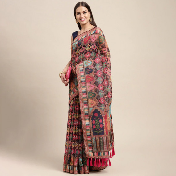 https://www.newfitz.com/products/peach-coloured-multicoloured-kalamkari-sequinned-linen-blend-block-print-saree