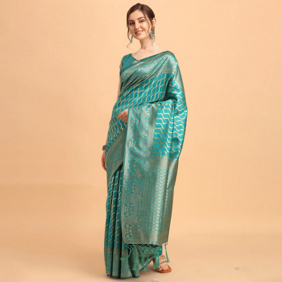 https://www.newfitz.com/products/green-gold-toned-silk-blend-fusion-leheriya-saree